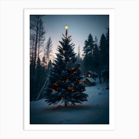 Christmas Tree In The Snow 6 Art Print