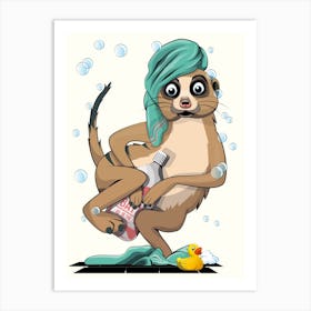 Naked Meerkat in the Bathroom Art Print