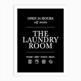 Laundry Room Sign Black Art Print