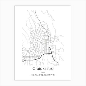 Oraiokastro,Greece Minimalist Map Art Print