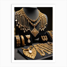 Gold Jewelry On Display Art Print