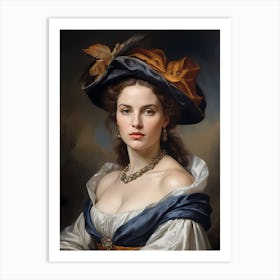 Elegant Classic Woman Portrait Painting (16) Art Print