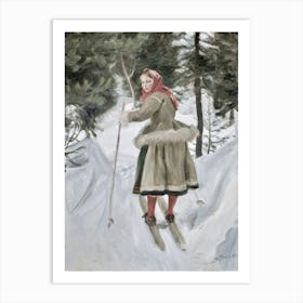 Girl On Skis Art Print