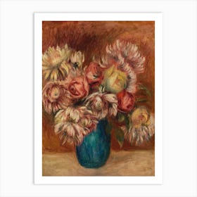 Flowers In A Green Vase , Pierre Auguste Renoir Art Print