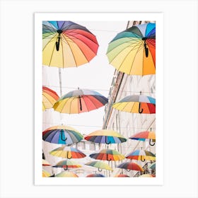 Pink Street Lisbon Umbrellas Art Print