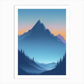 Misty Mountains Vertical Composition In Blue Tone 127 Art Print