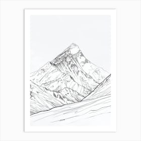 Mount Everest Nepaltibet Line Drawing 2 Art Print