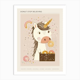 Unicorn & Rainbow Sprinkle Donuts 3 Poster Art Print