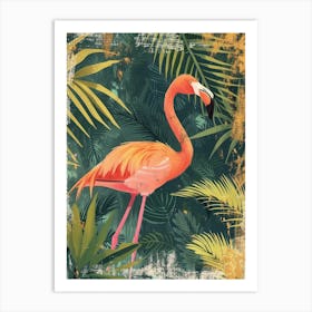 Greater Flamingo Ria Celestun Biosphere Reserve Tropical Illustration 2 Art Print