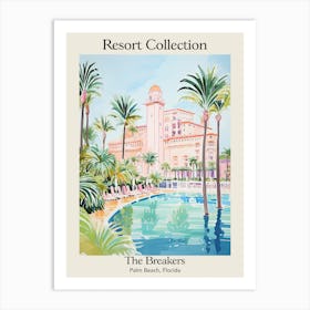 Poster Of The Breakers   Palm Beach, Florida   Resort Collection Storybook Illustration 4 Art Print