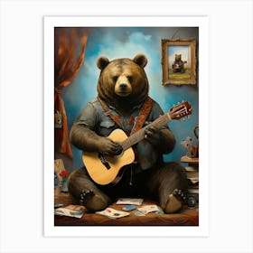 Bear Playing Guitar 4 Art Print