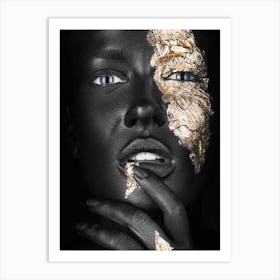 Black Woman With Gold Makeup 2 Art Print