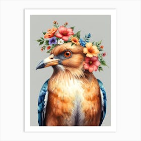 Bird With Flowers On Its Head 1 Art Print