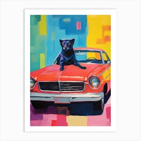 Chevrolet Chevelle Vintage Car With A Dog, Matisse Style Painting 2 Art Print