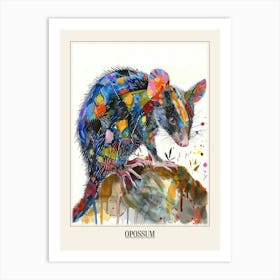 Opossum Colourful Watercolour 4 Poster Art Print