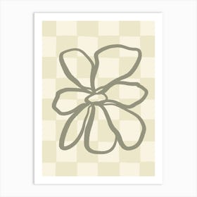 Flower On A Checkered Background Art Print