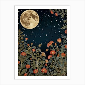 Moon And Flowers Style William Morris 20 Art Print