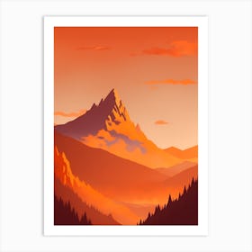 Misty Mountains Vertical Composition In Orange Tone 373 Art Print