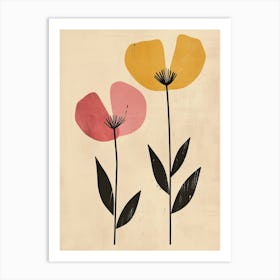 Poppies Boho Minimalist Style 2 Art Print