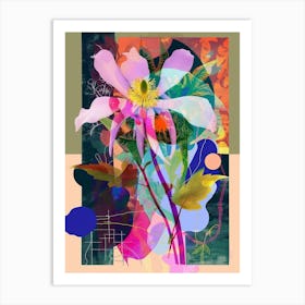 Columbine 1 Neon Flower Collage Art Print