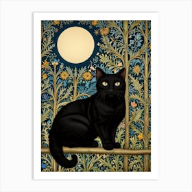 William Morris Black Cat In The Moonlight 4 Art Print