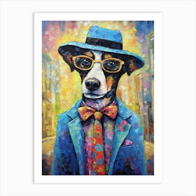 Chic Pooch Canvas; A Dog 'S Oil Masterpiece Art Print