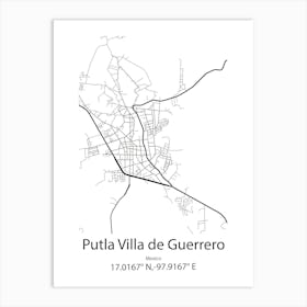 Putla Villa De Guerrero,Mexico Minimalist Map Art Print