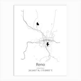 Reno,United States Minimalist Map Affiche