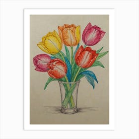 Tulips In A Vase 3 Art Print