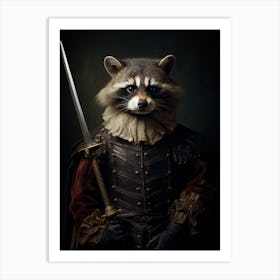 Vintage Portrait Of A Barbados Raccoon Dressed As A Knight 4 Art Print