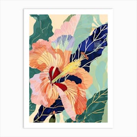 Colourful Flower Illustration Hibiscus 3 Art Print