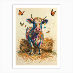 'Butterfly Cow' Art Print