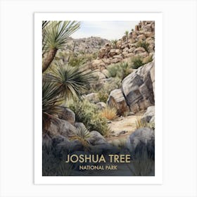 Joshua Tree National Park Watercolour Vintage Travel Poster 3 Art Print