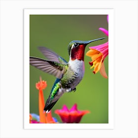 Male Ruby Throated Hummingbird-Reimagined 14 Art Print