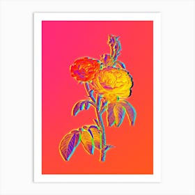 Neon Purple Roses Botanical in Hot Pink and Electric Blue n.0219 Art Print