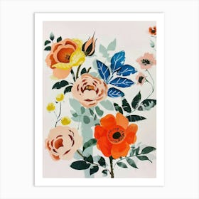 Painted Florals Rose 1 Art Print