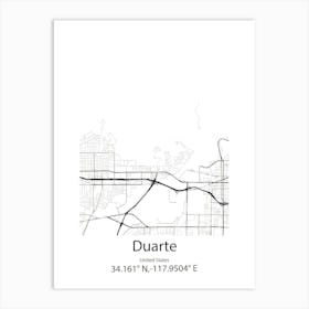 Duarte,United States Minimalist Map 1 Art Print