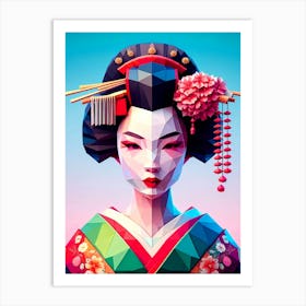 Geisha Paper Origami Style Art Print