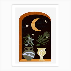 Moon And Vases Art Print