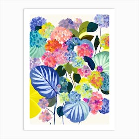 Hydrangea Modern Colourful Flower Art Print