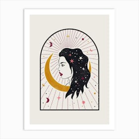 Girl With A Moon Art Print