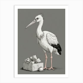 Stork With Gift Art Print