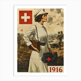 Aihrgdesign A Vintage Poster For Red Cross Recruitment In 191 59b8414c 936d 4631 Ba4b 32c251e17a18 0 Art Print