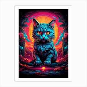 Psychedelic Cat 5 Art Print