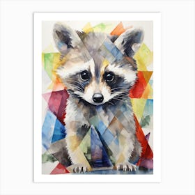 A Baby Raccoon In The Style Of Jasper Johns Art Print