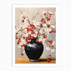 Bouquet Of Autumn Cherry Flowers, Autumn Florals Painting 3 Art Print