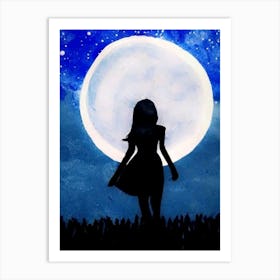 Silhouette Of A Girl Art Print