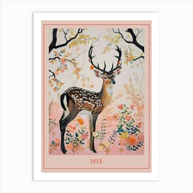 Floral Animal Painting Deer 3 Poster Art Print