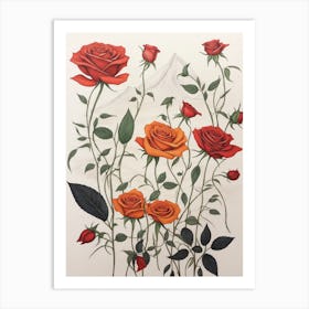 Red and Orange Roses Art Print