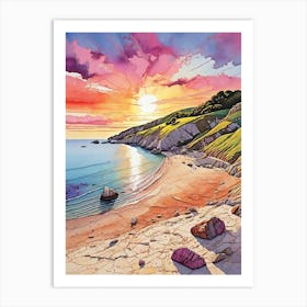 Sunset On The Beach 3 Art Print